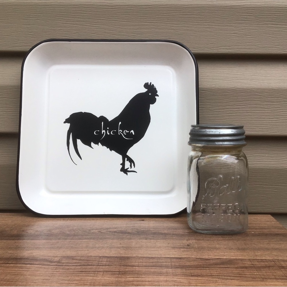VTG Ball Jar w/ Zinc Top + Metal Chicken Tray